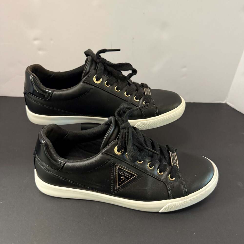 GUESS River Women's Black Low-Top Sneakers with Gold Hardware Size 7.5 - Picture 3 of 15